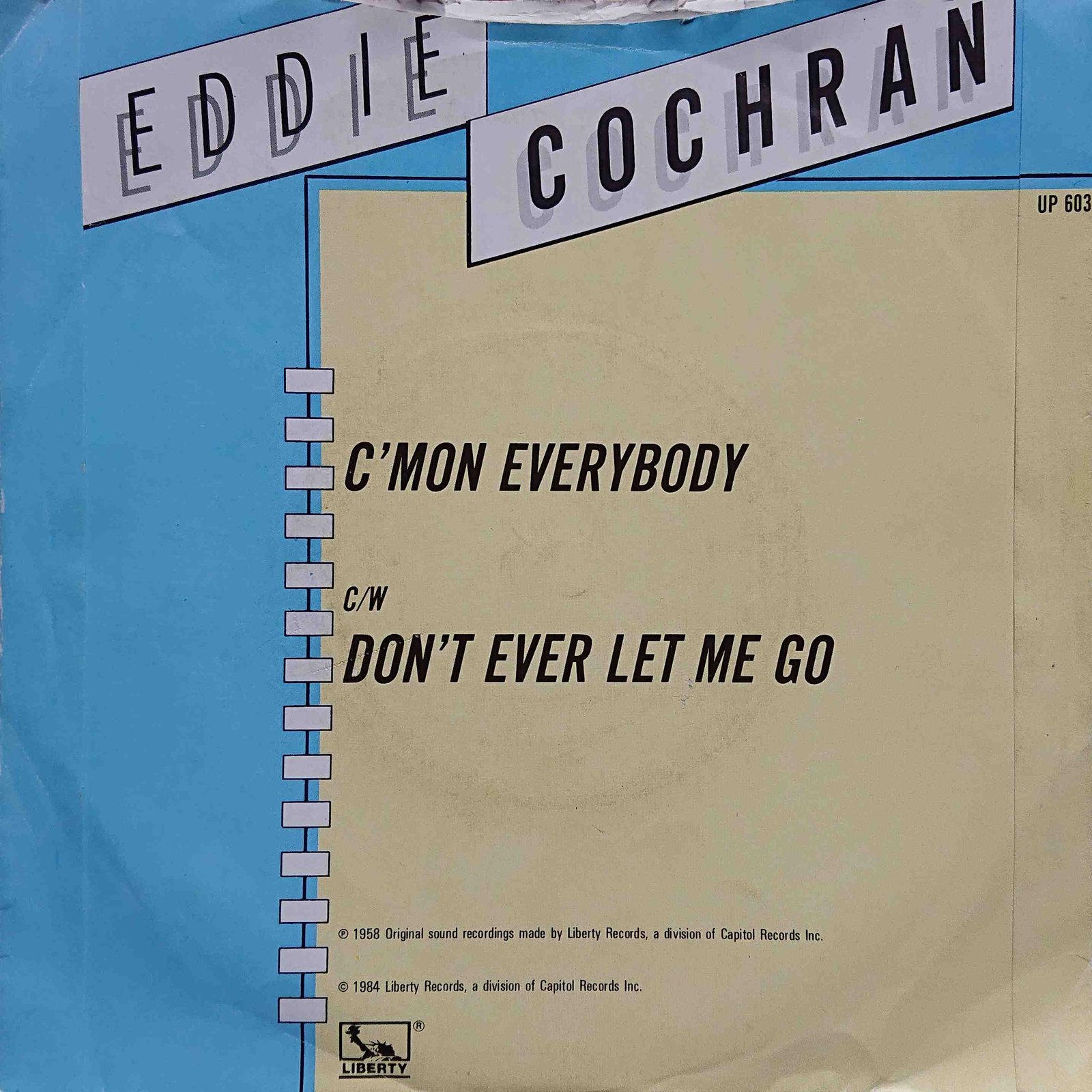 UP 603 C'mon everybody Eddie Cochran  Back cover of UP 603